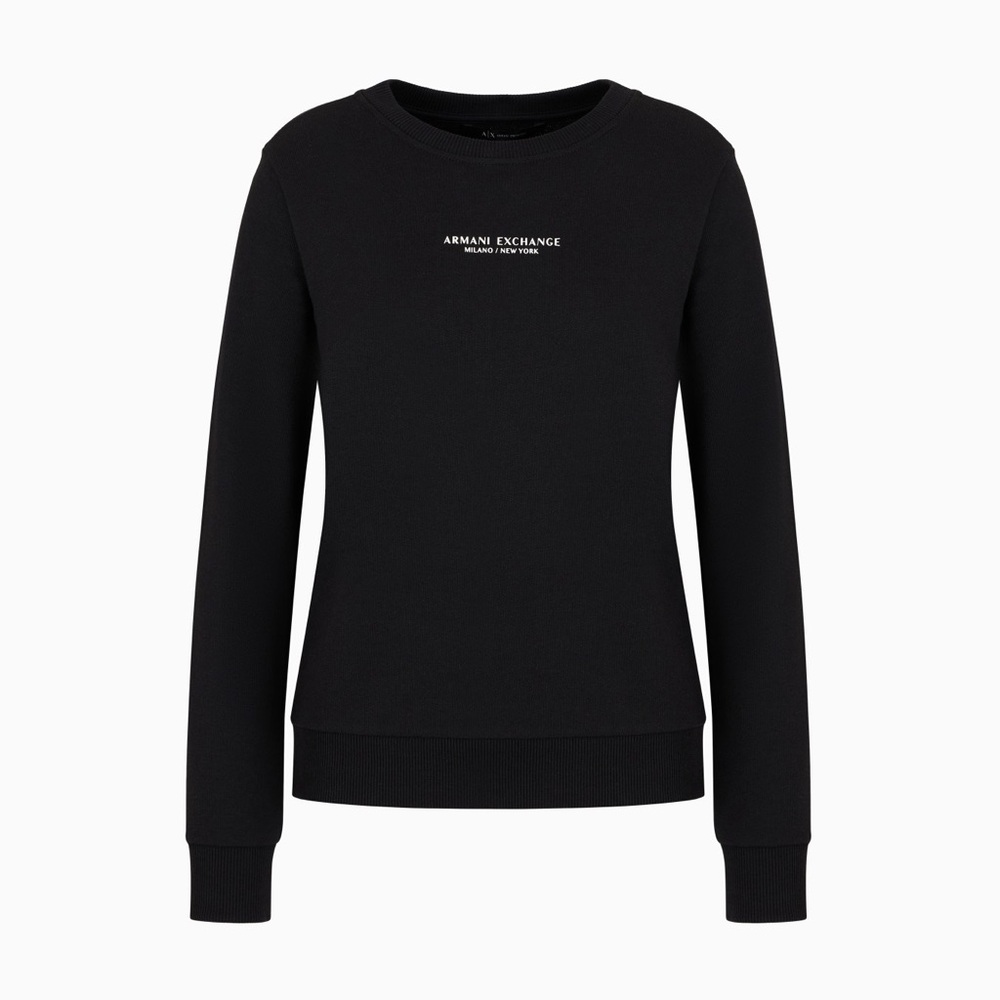 Armani Exchange women CREWNECK SWEATSHIRT IN FRENCH TERRY MILANO/NEW YORK NWT